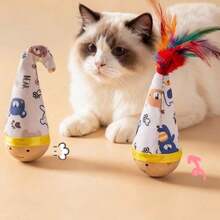 1个羽毛/扭扭猫玩具，可自动翻正的翻滚玩具，猫咪宠物玩具 - 彩色 - 查看 4