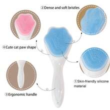 3pcs Silicone Face Scrubber Exfoliating Brush, Manual Handheld Facial Cleansing And Blackhead Scrubber, Soft Bristles Waterproof For Face Skincare (Blue, Pink,Green Randomly) - 3pcs 隨機顏色 - 查看 5
