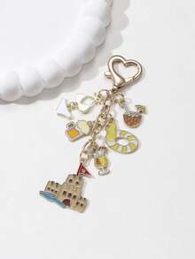 1 chiếc móc khóa kim loại thủ công hình vịt dễ thương mùa hè, thích hợp cho túi xách, chìa khóa xe hơi, hoặc treo chai nước. - Màu vàng - Xem 2