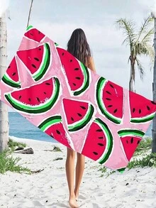1pc Large Watermelon Slice Print Beach Towel - Super Soft & Fast-Drying Microfiber, Vibrant Summer Bath Towel For Pool, Beach, Picnics - Perfect For Friends & Family, Watermelon Decor, Poolside Accessory, Playful Pattern, Lightweight Fabric - Multicolor - View 10