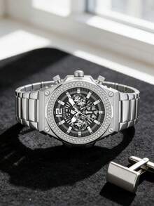 Đồng hồ nam GUESS cổ điển, vỏ thép không gỉ màu bạc, mặt số đen, hiển thị ngày, model GW0632G1 - bạc đen - Xem 4
