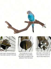 5pcs Bird Perch Set, Parrot Stand, 3pcs Grape Wood Perches, 2pcs Stands, Claw Grinder, Tiger Stripe Parrot Chew Stick, Training Branches, Suitable For Cockatiel, Small & Medium Birds - View 4