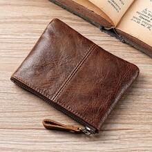 Retro Top-Grain Oil-Waxed Leather Coin Purse - Mini Genuine Leather Organizer For Loose Change, Car Keys, And Bank Cards - Brown - View 10