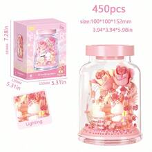 690/560/450/430/410/400pcs Micro Particle Assembly Flower Building Blocks Ornament. Wishing Bottle With 6 Styles Adult Assembly Building Blocks. Mini Flower Assembly Building Blocks In Bottle. Floral Assembly Building Blocks Gift For Teenagers. Rose, Butterfly, Cherry Blossom, Wishing Tree ABS Material Building Blocks Ornament. Desk Decor, Bedroom Decor, Collectible Building Blocks, Birthday Gift, Christmas Gift - Baby Pink - View 5