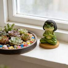 1件树脂青蛙冥想瑜伽摆件，禅意青蛙雕像，可爱动物桌面装饰，送给瑜伽爱好者和青蛙爱好者的礼物 - 打坐青蛙 - 查看 9