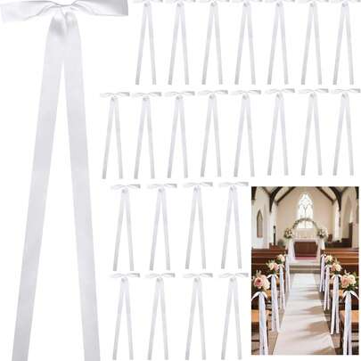 1 chiếc nơ ruy băng cưới có đuôi dài, thích hợp để trang trí lối đi trong lễ cưới, trang trí phông nền ghế, trang trí tiệc cưới và lễ tân.
