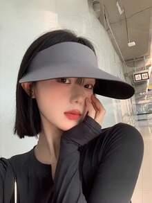 1顶无缝夏季防晒帽，透气宽檐遮阳帽，防紫外线户外运动骑行帽 - 灰色 - 查看 10