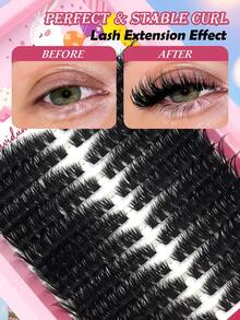 MAANGE 216 piezas 80D Extensión de pestañas manual 9-16mm Mezcla de pestañas individuales naturales y suaves, adecuadas para maquillaje diario y efecto de volumen rizado de pestañas de dibujos animados, pestañas postizas, pestañas agrupadas, pelo rizado, regalos de Pascua, regalos para mujeres en Pascua - D - Ver 7