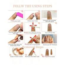 10pcs Y2K Style Red & White French Press-On Nails, Handmade 3D Floral Carved Duck Mouth Nail Tips With Silver Bowknot & Rhinestone Decor, Suitable For Daily And Party Wear, Great Gift For Women And Girls Nail Supplies Handmade Press On Nails - 紅白色 - 查看 8