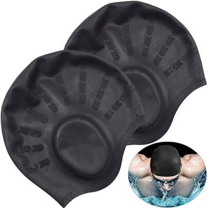 1顶专业防滑纹理泳帽，大容量，舒适贴合，成人游泳专用