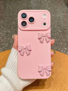 3pcs Bowknot Phone Cases, Soft TPU Full Coverage Anti-Drop Cases With Precise Cutouts, Featuring 3D Rhinestone Bowknot, Healing English Slogan, Hand-Painted Heart Pattern, Suitable For IPhone & Galaxy, Great Gift For Birthday, Holiday, Best Friends - Multicolor - View 5