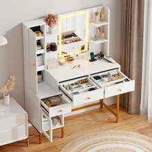 Vanities & Vanity Benches - White+Golden - View 8