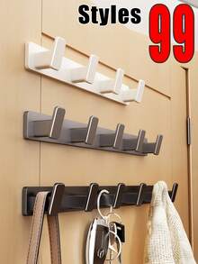 1pc Aluminum 4-Hook Coat Rack, Storage Hooks, Wall-Mounted Storage Hooks, Retro Style Coat/Key Hooks (White/Grey, 1/3/4/5/6 Hooks), Suitable For Bathroom, Kitchen And Entryway, Bathroom Decor And Accessories, Coat Rack, Aluminum 4-Hook Coat Rack, Wall-Mounted Storage Hooks, Retro Style Coat/Key Hooks, Suitable For Bathroom, Kitchen And Entryway (Black, 3/4/5/6 Hooks) - Multicolor - View 2