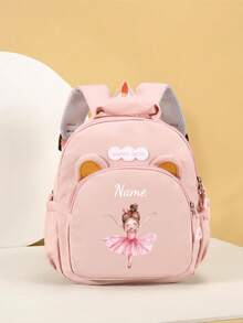 Mini Customizable Cute Fashionable Minimalist Exquisitely Designed Backpack Bow Pattern, Hand-Held, Adjustable Shoulder Straps, Zipper Closure, Nylon Material, Daily Use, Shopping, Traveling, Gift For Birthdays Or Christmas, Back To School, Initial Monogram - Multicolor - View 7