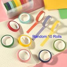 10 Rolos de Fita Washi de Cores Aleatórias, Fita Adesiva Decorativa para Scrapbooking, Artesanato DIY, Embrulho de Presentes, Codificação de Cores e Agendamento - multicolorido - Visão 7