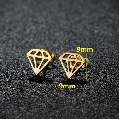 1 Đôi bông tai hình tam giác bằng thép không gỉ, trang sức đơn giản.
