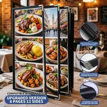 Sổ đựng thực đơn bìa rời trong suốt bằng da đen khâu đôi, sổ công thức nấu ăn bìa rời bằng PVC trong suốt, thực đơn nhà hàng, bìa đựng tài liệu thu ngân, nhựa trong suốt màu đen, ứng dụng rộng rãi trong chiến lược quân sự, các cuộc họp văn phòng, bìa đựng thực đơn, bìa hồ sơ, thích hợp cho nhà hàng, khách sạn, quán cà phê, chống thấm nước, bìa đựng thực đơn trong suốt có thể đựng vừa giấy A4. - Nhiều màu - Xem 9