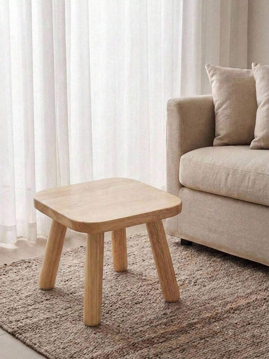 1pc Medium Wooden Plant Stand, Shoe Bench, Step Stool, 24cm Height, Suitable For Indoor Plants, Modern Style Side Table, Planter Holder, Small Round Side/Corner Table