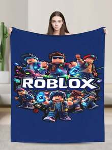 R Robloxs Game Throw Blanket Warm Blankets Breathable Air Conditioner Blanket For Car Classic Outdoor Blankets For Picnic For All Season - màu đen - Xem 1