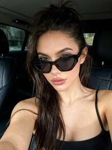 1副欧美新款猫眼个性厚框时尚复古街头风女式眼镜 - 亮黑框灰片 - 查看 1