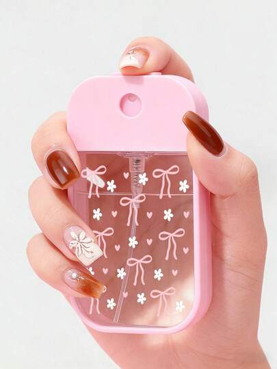 New Pink Bow Pattern Transparent PET Card Spray Bottle, Perfume Spray Bottle, Makeup Remover Dispenser, Moisturizing Bottle, Suitable For Nail Polish Remover, Toner And Makeup Remover, Reusable, Travel Essentials, Perfect Travel Accessories, Holiday Gifts, New Year Gifts For Teachers, Friends, Lovers,Travel Spray Bottle, Perfume Refill, Perfume Spray Bottle,Travel Accessories, Dorm Essentialsfor Living Room, Bedroom, Bathroom, Travel Accessories, Wedding,Summer Beach Travel Essentials