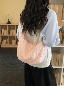 Tas Bahu Wanita Gaya Korea, Lembut, Orisinal, Desain Unik, Kapasitas Besar Baru, Serbaguna, untuk Penggunaan Sehari-hari. - Berwarna merah muda - View 7