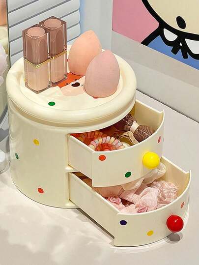 1个可爱桌面抽屉首饰盒，弹性发圈和发绳收纳盒，发夹整理盒