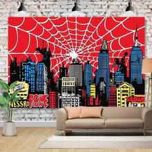 Red Spider Web & Cityscape Photography Backdrop - Theme Party Decor, Durable Polyester Fabric, No Electricity Needed Birthdays, Photo Booths, Events, Event Decoration| Dynamic City Scene|Easy Setup Fabric, Party Decorations 95gsm Room Decoration Bedroom Home Decor Tapestry 50X 60lnch (Approximately 137.2X) 152.4cm) Patterned Printed Blanket, Suitable Home Decoration To Enhance Atmosphere, Suitable Office, Camping, Travel, Home Decoration, Thanksgiving, Valentine's Day Blankets,, Wedding, New Year Gifts Her, Him, Family, Boyfriend, Girlfriend, Father, Family, Mother, Lover, Daughter, Son, Grandfather, Grandmother, Friends, Classmates, And Pets To Provide Gifts.Sofa, Bed, Car, Bedroom, Living Room, Office, Outdoor Camping - Nhiều màu - Xem 10