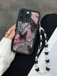 8-Butterfly Painted Grooved Pink With Butterfly Chain Shockproof Thick Simple Fashionable Case Compatible With IPhone 16/Compatible With IPhone 15, Painted Compatible With IPhone 15 Pro Max, Compatible With Apple P13 Phone Case P14 Women P11 Soft Case P12 Shockproof XS.XR / 16 Promax / 13 Case/Case/78P.78GES2 Compatible With IPhone 16/Compatible With IPhone 15/ XR /Compatible With IPhone 16 PROMAX/7p8p/P12promax/P13promax/P14 PROMAX /P13/P14/P11/P12/P14 Women Soft Shockproof XS/S/XSMAX/78GES Phone Case Cover,International Version, Not The Domestic Version - Kiểu 2 (1 chiếc) - Xem 3