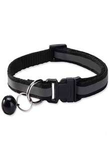 1件装宠物反光项圈，带铃铛，适用于猫和小型犬的发光项圈 - 黑色 - 查看 7