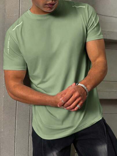 Men's Quick-Dry Breathable Mesh Short Sleeve T-Shirt, Fitness Running Sports Top