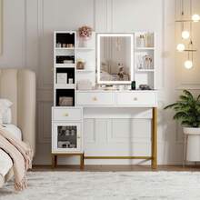 Vanities & Vanity Benches - White+Golden - View 5