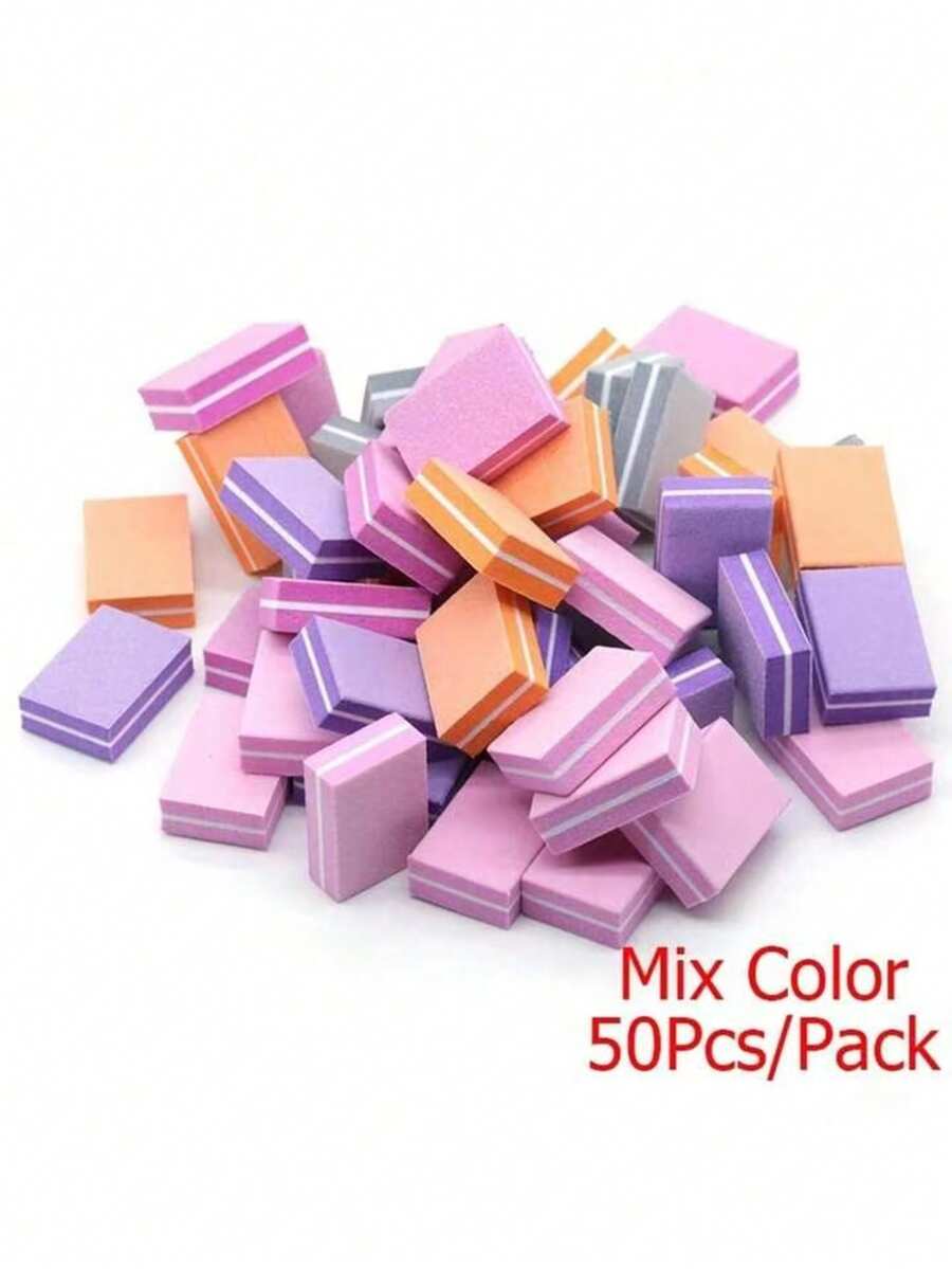 50 miếng dũa móng tay hai mặt, mút xốp mini. - Nhiều màu - Xem 1