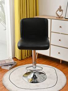 1pc Solid Color PU Low Back Chair Cover, High Elastic Low Back Chair Slipcover, Dust-Proof, Anti-Cat Scratch, Suitable For Home, Bar, Office, Black - Multicolor - View 4