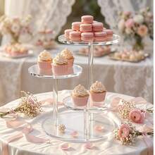 Soporte para cupcakes de acrílico, estante de exhibición de postres redondo y transparente, torre multinível para cupcakes, adecuado para bodas, cumpleaños, fiestas y otras ocasiones - transparente - Ver 6