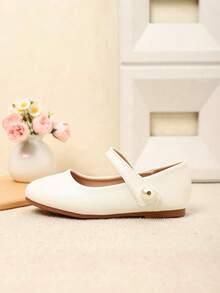 1 Pair Minimalist Elegant Solid Color Flats, Suitable For Girls/Kids Daily Wear, Spring/Summer - Beige - View 4