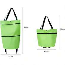 1pc Multifunctional 2-In-1 Portable Folding Shopping Cart With Wheels, Large Capacity Reusable Storage Shopping Bag, Market Organizer Handheld Shopping Trolley - Multicolor - View 3
