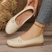 Giày lười nữ, thêu họa tiết mây, trang trí khóa đính đá, giày casual đa năng, giày cao cấp phù hợp mọi mùa, thích hợp cho đi làm hàng ngày, mua sắm, du lịch và mặc ở nhà, lựa chọn quà tặng thanh lịch, thiết kế thời trang, nhẹ và không gây khó chịu, đế mềm chống trượt, phần trên bằng da mềm mại ôm sát chân, lớp lót êm ái giảm sốc, mang lâu không mỏi chân, dễ dàng vệ sinh và bảo quản. - Màu be - Xem 9