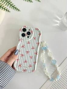 蝴蝶结奶油色纹理波浪边亮面条纹蝴蝶结装饰防震手机壳，搭配手工串珠手链，兼容 16/11/16 Pro/16 Plus/16 Pro Max/16 e/15 Pro Max/13/14/12/XS/XR/7G/8P、Galaxy S25/S25 Plus/S25 Ultra/A16/A36/A26/A56/A50/A12/A32/A52/A72/A51/A21S/A13/A14/S24/S24 Plus/S24 Ultra、S22/A52/A53/A54/A55、11/12 Pro/12/12 X/13 Pro/14 Pro/15 Pro、10/9/Note9/12c/Note11 Pro/Note8 Pro - 彩色 - 查看 6