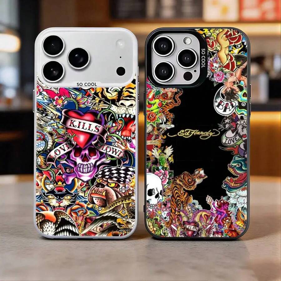 FashonE-EdHardyBrandsColorfulSlverBackPhoneCaseForPhone17Air161514131211PlusProMaxPlus - Z5 - Ver 1