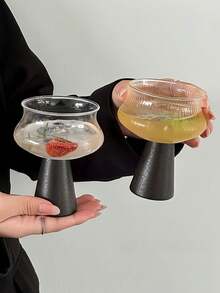 1pc Creative Luxury Wood Leg Glass Cup, High-End Niche Juice Cup, Wine Glass, Champagne Glass, Suitable For Water, Milk, Oatmeal, Tea, Juice, Coffee, Beverages, Applicable For Cafe, Home, Restaurant, Party, Ball, Office, Father's Day Gift, Mother's Day Gift, Gift For Friends, Boyfriend/Girlfriend, Family, Teachers, Colleagues, Halloween Gift, Christmas Gift - Multicolor - View 3