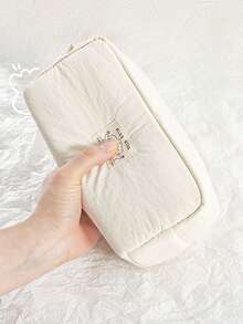 1pc Simple Solid Color Lucky Marshmallow Student Stationery Pencil Case, Large Capacity Desk Pencil Box, Multi-Pocket Organizer Design Pen Bag, Suitable For School, Office And Travel - Fit For Students, Professionals, Men And Women, School Stationery Storage Box, Multi-Function Storage Box, Secure Zipper Closure, Pencil Case - Multicolor - View 10