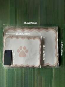 1 Set Pet Placemat, Shell Shaped Dog Food Mat, Cat Feeding Mat, Absorbent Pad, Suitable For Food And Water Bowls, Elegant And Beautiful Shell Pet Placemat For Dogs, Cats, Puppies - Beige - View 3
