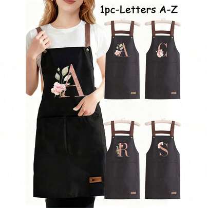 1 قطعة مريلة مطبوع عليها الحروف من A إلى Z مع جيوب كبيرة، مقاومة للماء والبقع والزيت. إنها مريلة عمل للمطبخ مع رقبة وخصر قابلين للتعديل، مناسبة للطهي والشواء. إنها هدية مناسبة للجنسين، مثالية لعيد الميلاد وعيد الشكر.