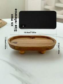 2pcs/1pc 7.8*4.65*1.69 Inch Wooden Tray, Aromatherapy Decor Key Holder Tray, Creative Dessert Plate, Entryway Organizer Tray, Wooden Candle Holder, Small Wooden Riser For Kitchen Counter - Multicolor - View 11