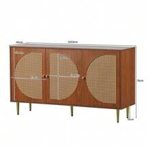 Rattan Sideboard Set For Living Room: Combination Of Rattan Chest Of Drawers And Shoe Rack, Walnut Color. - Redwood - View 8