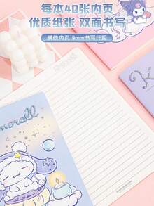 【SANRIO系列畅销产品】SANRIO B5随机1本/4本学生文具笔记本，横线便签本，课堂笔记本，可爱美观图案，适合作为学生奖品、生日礼物、返校礼物、圣诞节礼物、万圣节礼物【正版授权】 - 多色 - 查看 3
