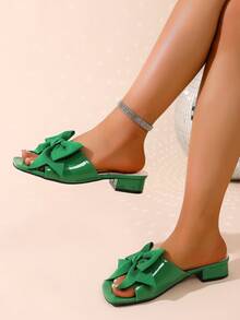 2026 Spring New Fashion Bowknot Flat Slippers, Elegant Outdoor Wear Sandals For Women - Green - View 17