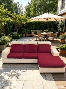 1 pièce Housse de coussin de siège de canapé en chenille de couleur unie, haute élasticité, jacquard anti-poussière et anti-salissure, antidérapante, amovible et lavable pour la chambre, le bureau, le canapé - Rouge foncé - Voir 1