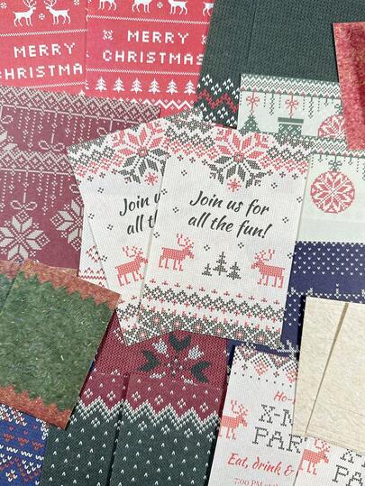 28 szt./opakowanie Papier do scrapbookingu w stylu vintage, zimowy, świąteczny, uniwersalny, materiał dekoracyjny DIY
